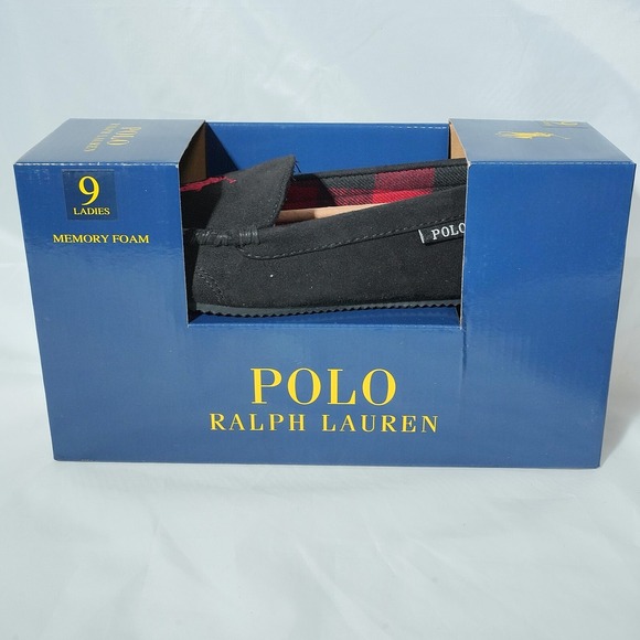 Polo Ralph Lauren Women's Black Suede Moccasin Slipper Size‎ 9 - Picture 1 of 4